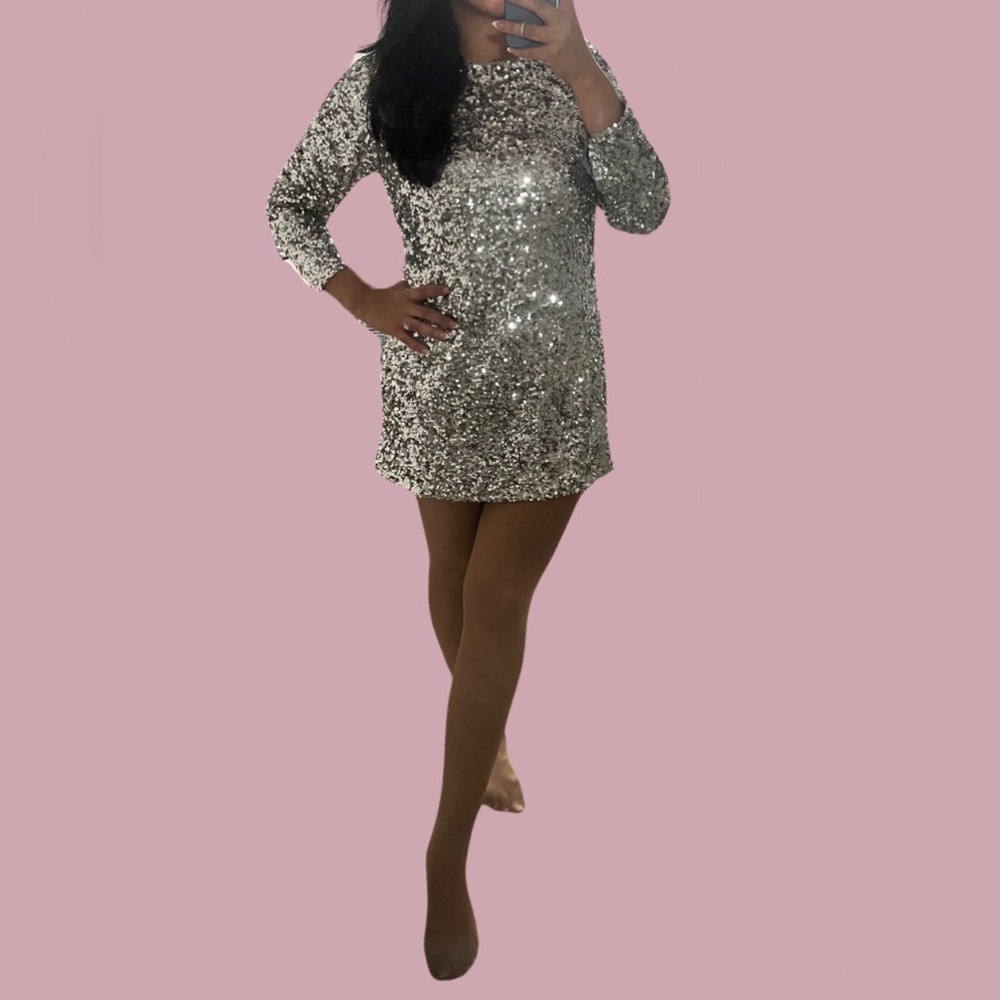 Silver Sequin Dress, Sachin & Babi NWT